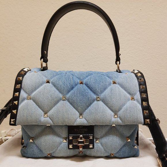 Valentino Candy Stud Denim Medium Bag - Picture 1 of 13